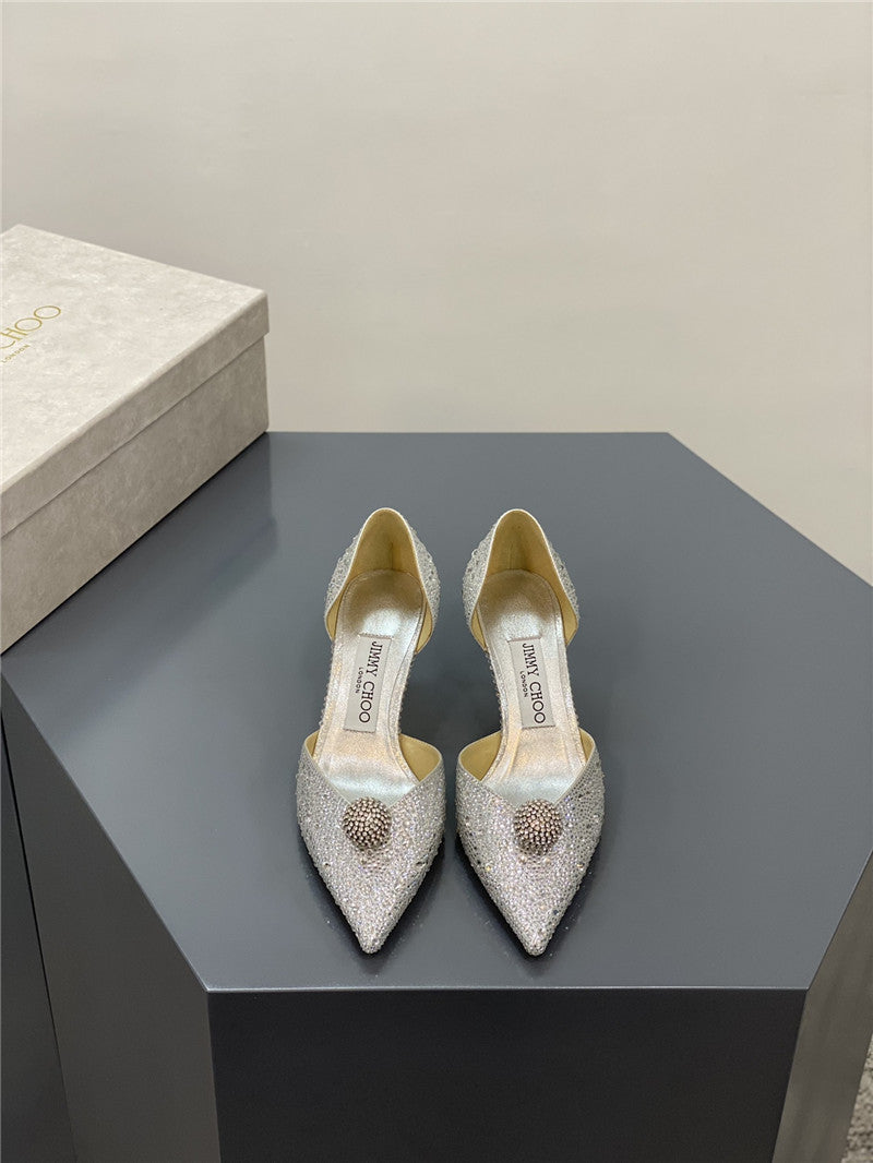 High Quality Luxury Jimmy Choo Jc High-Heeled Crystal Slipper Shoes – Style 61367 product detail