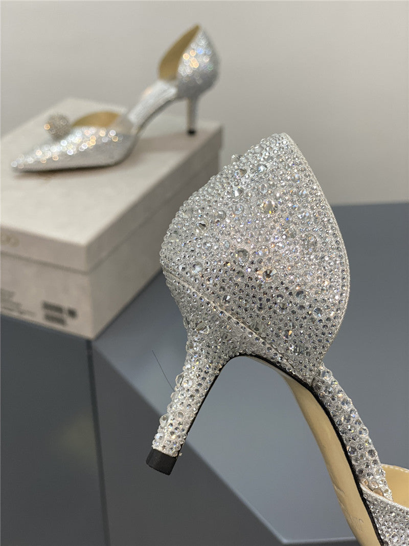 High Quality Luxury Jimmy Choo Jc High-Heeled Crystal Slipper Shoes – Style 61367 product detail