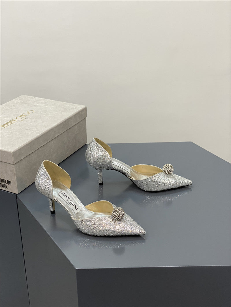 High Quality Luxury Jimmy Choo Jc High-Heeled Crystal Slipper Shoes – Style 61367 product detail