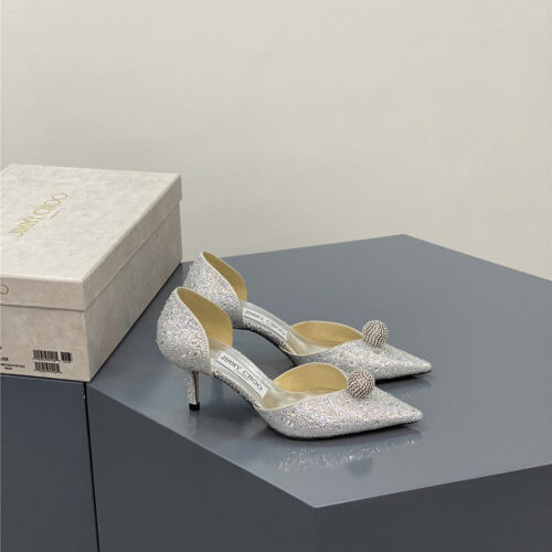 High Quality Luxury Jimmy Choo Jc High-Heeled Crystal Slipper Shoes – Style 61367