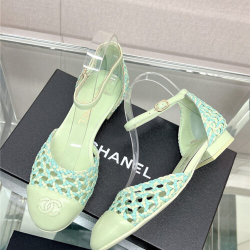 High Quality Luxury Chanel Mary Jane Hollow Woven Sandals alternate view
