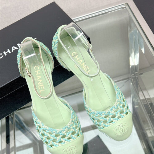 High Quality Luxury Chanel Mary Jane Hollow Woven Sandals
