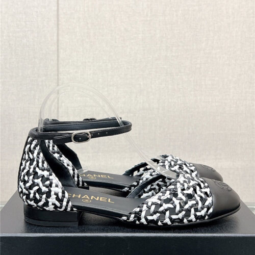 High Quality Luxury Chanel Mary Jane Hollow Woven Sandals – Style 48070 product detail
