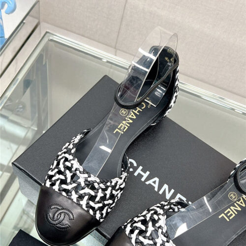 High Quality Luxury Chanel Mary Jane Hollow Woven Sandals – Style 48070 product detail