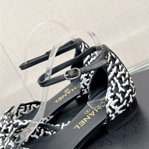 High Quality Luxury Chanel Mary Jane Hollow Woven Sandals – Style 48070 product detail