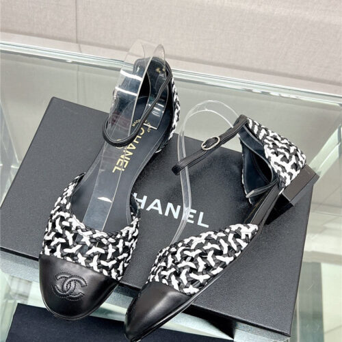 High Quality Luxury Chanel Mary Jane Hollow Woven Sandals – Style 48070 alternate view