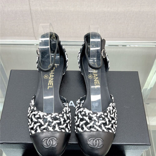 High Quality Luxury Chanel Mary Jane Hollow Woven Sandals – Style 48070 product detail