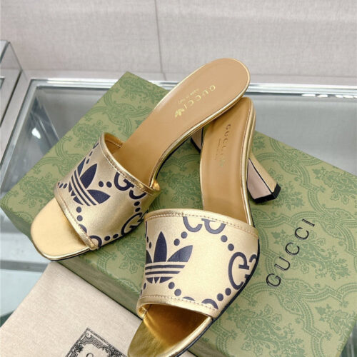 High Quality Luxury Gucci X Adida*Print High-Heeled Slides – Style 07603 product detail