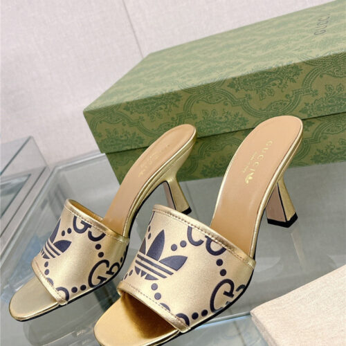 High Quality Luxury Gucci X Adida*Print High-Heeled Slides – Style 07603 alternate view