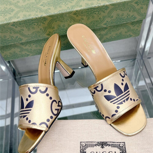 High Quality Luxury Gucci X Adida*Print High-Heeled Slides – Style 07603 product detail