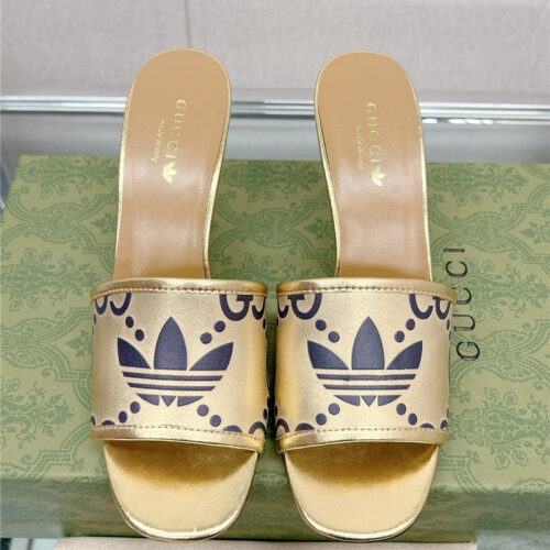 High Quality Luxury Gucci X Adida*Print High-Heeled Slides – Style 07603 product detail