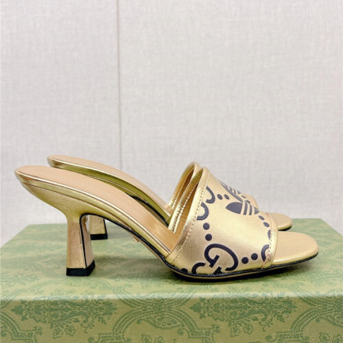 High Quality Luxury Gucci X Adida*Print High-Heeled Slides – Style 07603