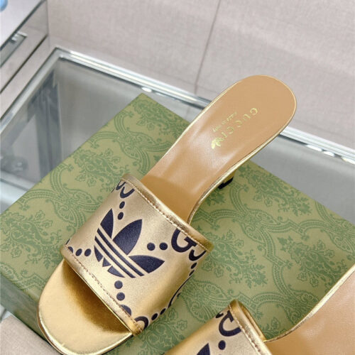 High Quality Luxury Gucci X Adida*Print High-Heeled Slides – Style 07603 product detail