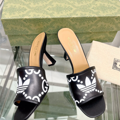 High Quality Luxury Gucci X Adida*Print High-Heeled Slides – Style 99123 product detail