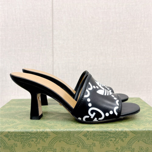 High Quality Luxury Gucci X Adida*Print High-Heeled Slides – Style 99123