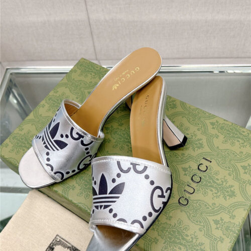 High Quality Luxury Gucci X Adida*Print High-Heeled Slides – Style 74835 product detail