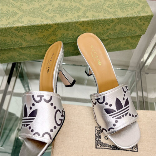 High Quality Luxury Gucci X Adida*Print High-Heeled Slides – Style 74835 product detail