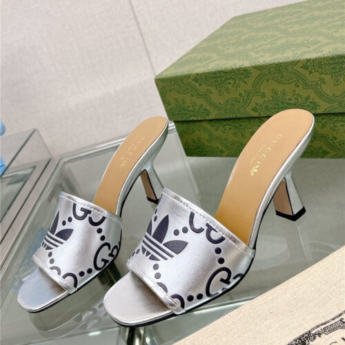 High Quality Luxury Gucci X Adida*Print High-Heeled Slides – Style 74835 alternate view