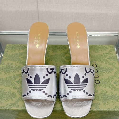 High Quality Luxury Gucci X Adida*Print High-Heeled Slides – Style 74835 product detail