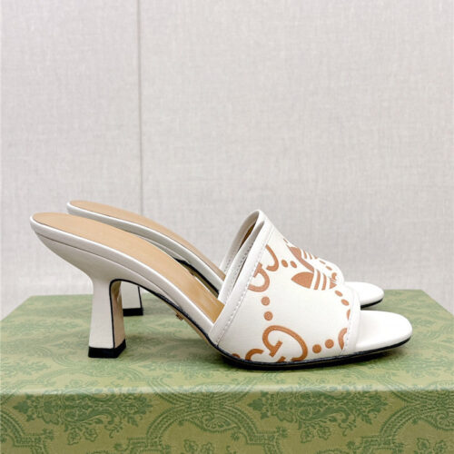 High Quality Luxury Gucci X Adida*Print High-Heeled Slides