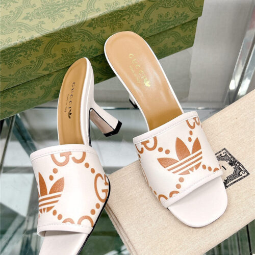 High Quality Luxury Gucci X Adida*Print High-Heeled Slides product detail