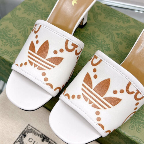 High Quality Luxury Gucci X Adida*Print High-Heeled Slides product detail
