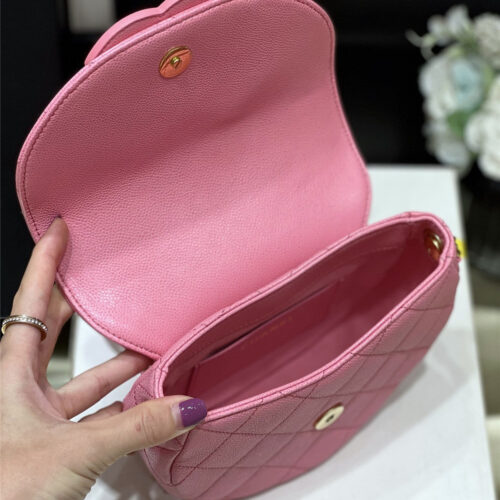 High Quality Luxury Chanel Haas Lychee Leather Pink Saddle Bag product detail