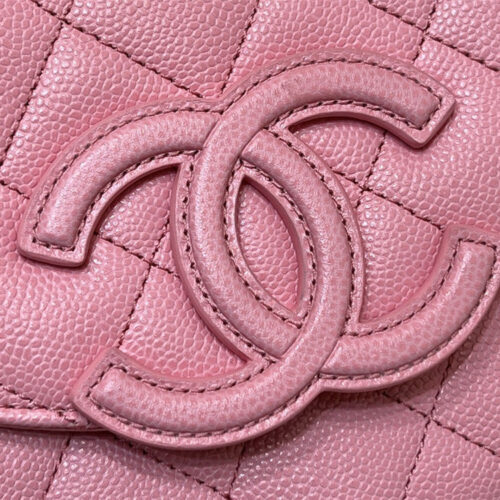 High Quality Luxury Chanel Haas Lychee Leather Pink Saddle Bag product detail
