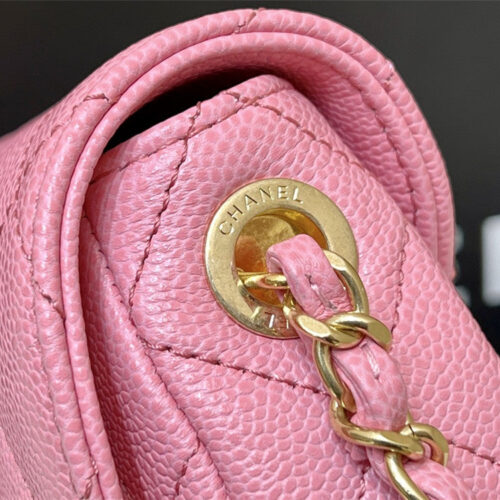 High Quality Luxury Chanel Haas Lychee Leather Pink Saddle Bag product detail