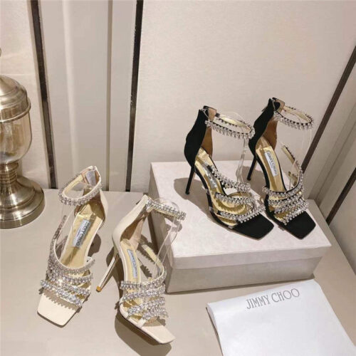 High Quality Luxury Jimmy Choo Stiletto Chain Sandals