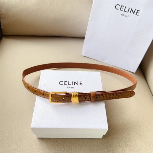 High Quality Luxury Celine Triomphe Medium Logo Print Belt In Calfskin