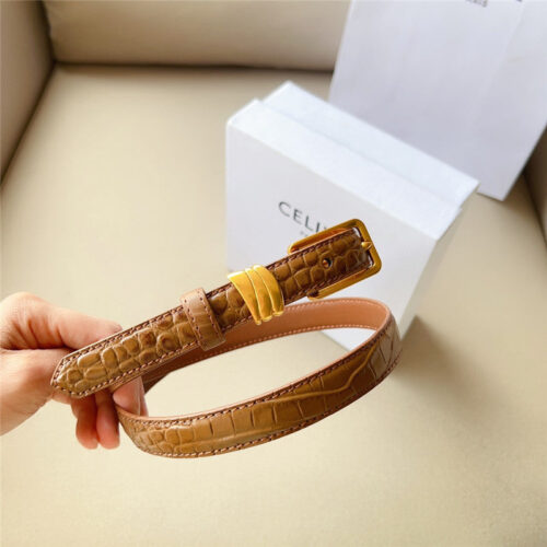 High Quality Luxury Celine Triomphe Medium Logo Print Belt In Calfskin alternate view