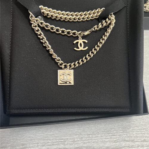 High Quality Luxury Chanel Chain Block Necklace