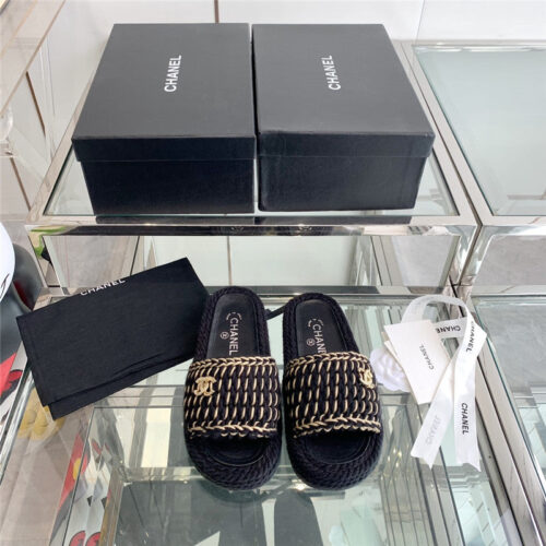 High Quality Luxury Chanel Woven Slippers – Style 51462 product detail