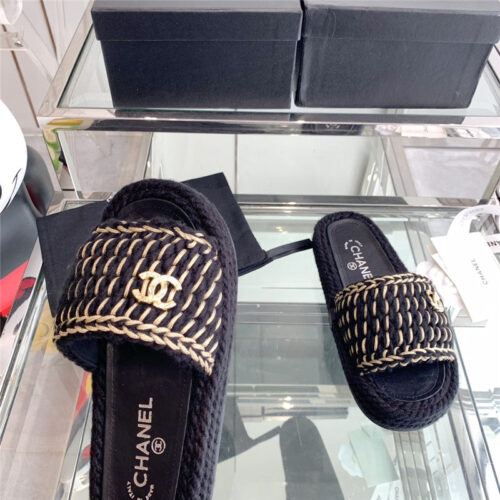 High Quality Luxury Chanel Woven Slippers – Style 51462 product detail