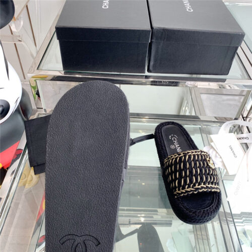 High Quality Luxury Chanel Woven Slippers – Style 51462 product detail