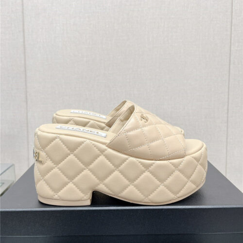 High Quality Luxury Chanel Rhombus Water Platform Platform Slippers – Style 77062