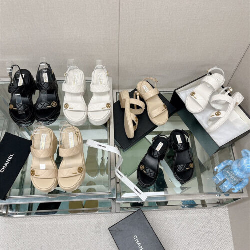 High Quality Luxury Chanel Rhombus Platform Chunky Heel Sandals – Style 62406 product detail