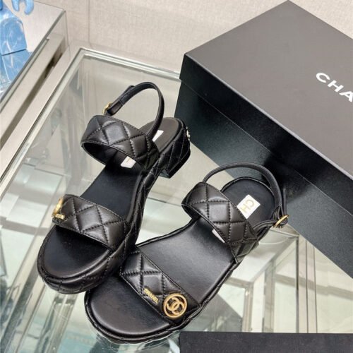 High Quality Luxury Chanel Rhombus Platform Chunky Heel Sandals – Style 65798 alternate view