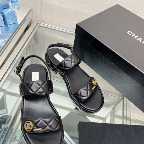 High Quality Luxury Chanel Rhombus Platform Chunky Heel Sandals – Style 65798 product detail