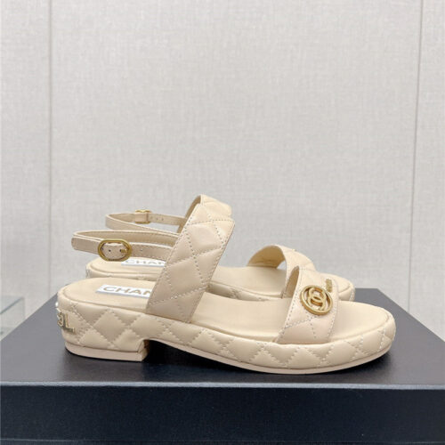 High Quality Luxury Chanel Rhombus Platform Chunky Heel Sandals