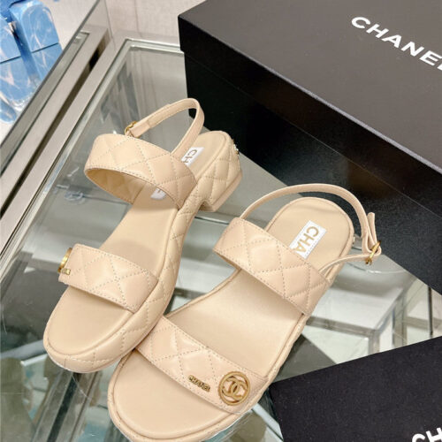 High Quality Luxury Chanel Rhombus Platform Chunky Heel Sandals product detail