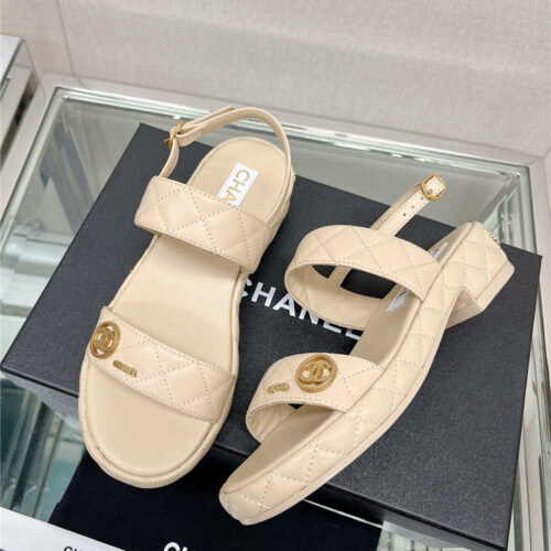 High Quality Luxury Chanel Rhombus Platform Chunky Heel Sandals alternate view