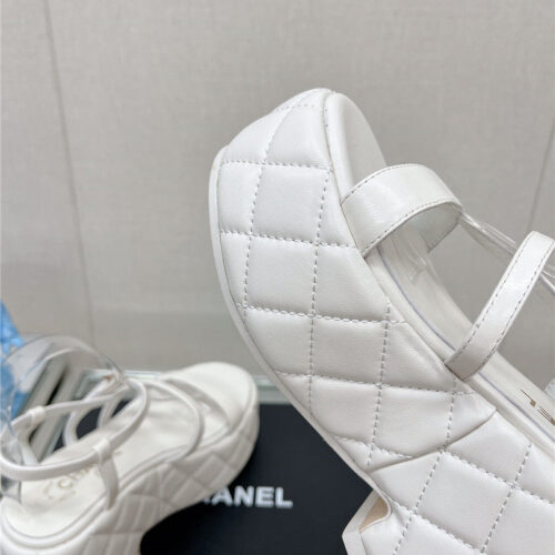 High Quality Luxury Chanel Rhombus Water Table Platform Sandals With Thin Straps – Style 01350 product detail