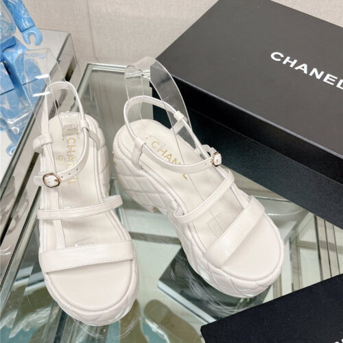 High Quality Luxury Chanel Rhombus Water Table Platform Sandals With Thin Straps – Style 01350 product detail
