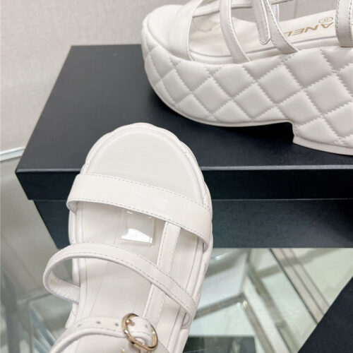 High Quality Luxury Chanel Rhombus Water Table Platform Sandals With Thin Straps – Style 01350 product detail