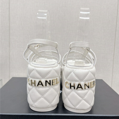 High Quality Luxury Chanel Rhombus Water Table Platform Sandals With Thin Straps – Style 01350 alternate view