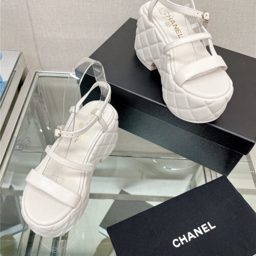 High Quality Luxury Chanel Rhombus Water Table Platform Sandals With Thin Straps – Style 01350 product detail