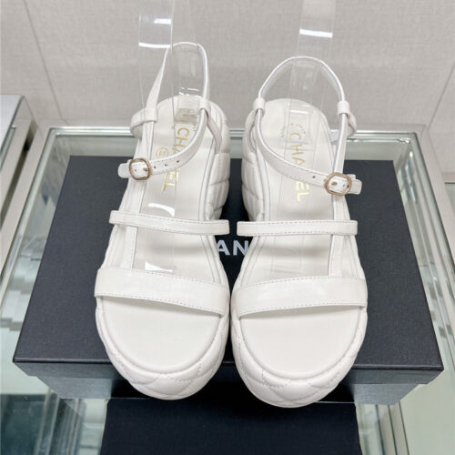High Quality Luxury Chanel Rhombus Water Table Platform Sandals With Thin Straps – Style 01350 product detail