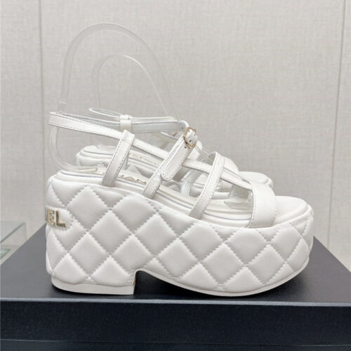 High Quality Luxury Chanel Rhombus Water Table Platform Sandals With Thin Straps – Style 01350